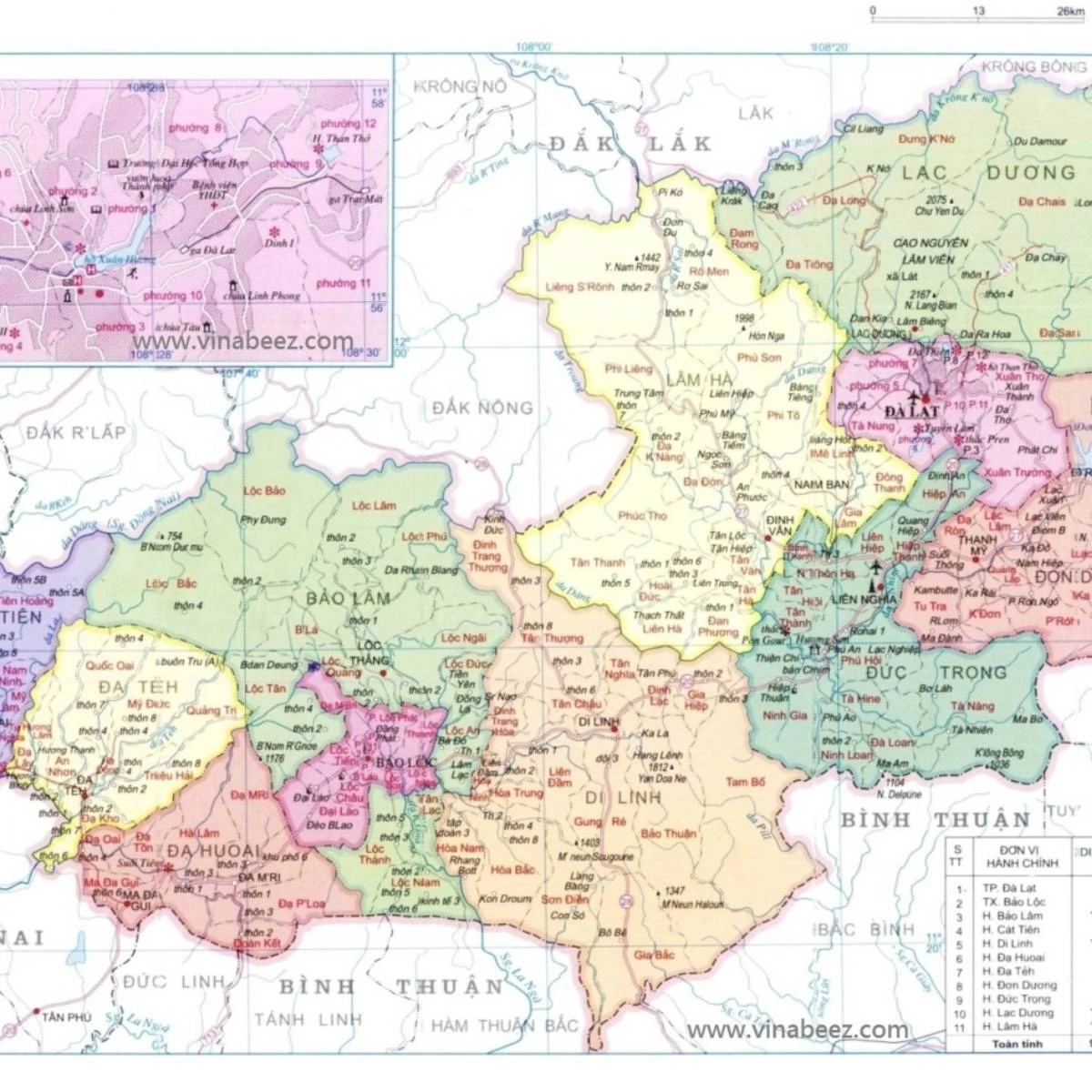 bản đồ chi tiết Lâm Đồng